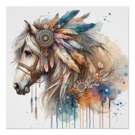 Watercolor Horse Art Poster (Voorkant)