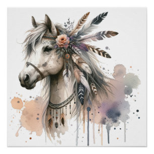 Watercolor Horse Art Poster