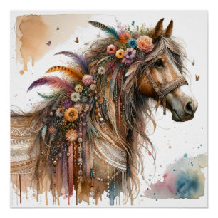 Watercolor Horse Art Poster