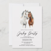 Watercolor Horses Derby Party Invitation with Eleg Kaart (Voorkant)