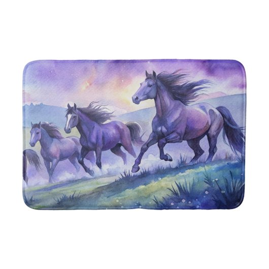 Watercolor Horses Running Kitchen Towel Badmat (Voorkant)