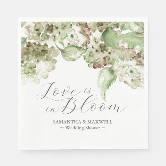 Watercolor Hortensia Bloemen Bruiloft Shower Servet (Voorkant)