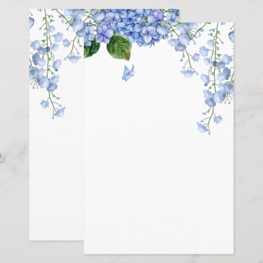 Watercolor Hortensia Briefpapier (Voorkant / Achterkant)