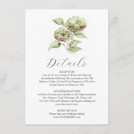 Watercolor Hortensia Details Kaart voor Trouwdag