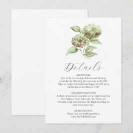 Watercolor Hortensia Details Kaart voor Trouwfeest