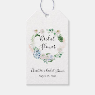 Watercolor Hortensia Krans Bruidsdouche Cadeaulabel