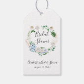 Watercolor Hortensia Krans Bruiloft Feest Cadeaulabel (Voorkant)