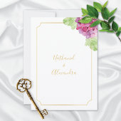 Watercolor Hortensia Roze Tinten Trouwen Kaart