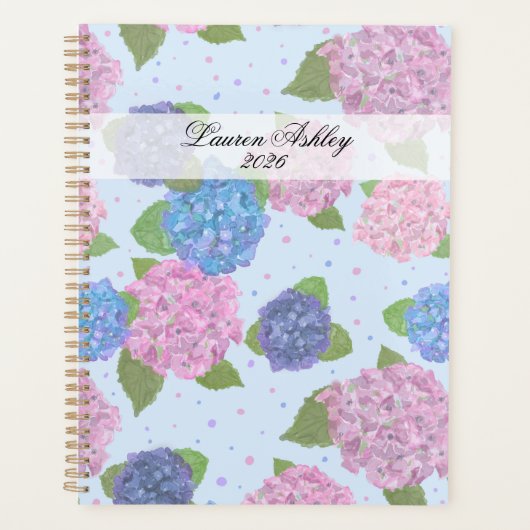 Watercolor Hortensia Spiraal Planner (Voorkant)