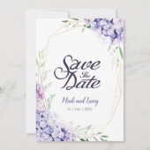 Watercolor Hortensia Uitnodigingen Save the Date (Voorkant)