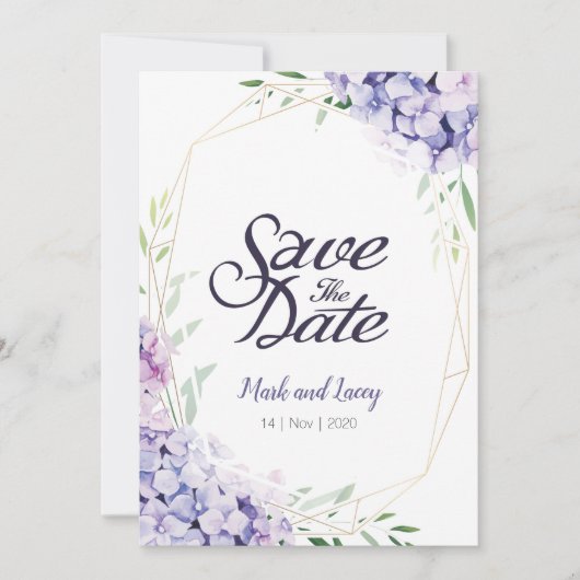 Watercolor Hortensia Uitnodigingen Save the Date (Voorkant)