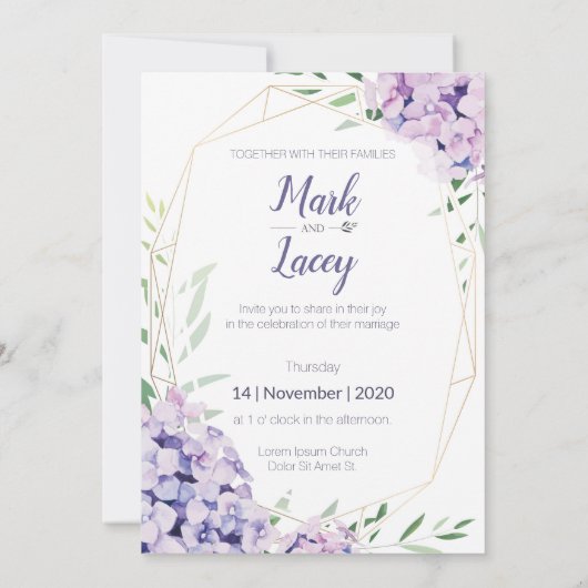 Watercolor Hortensia Uitnodigingen Save the Date (Achterkant)