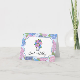 Watercolor Hortensia's Vouwkaarten (Blauw & Roze) Bedankkaart