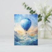 Watercolor Hot Air Balloon Peaceful Sky  Briefkaart (Staand voorkant)