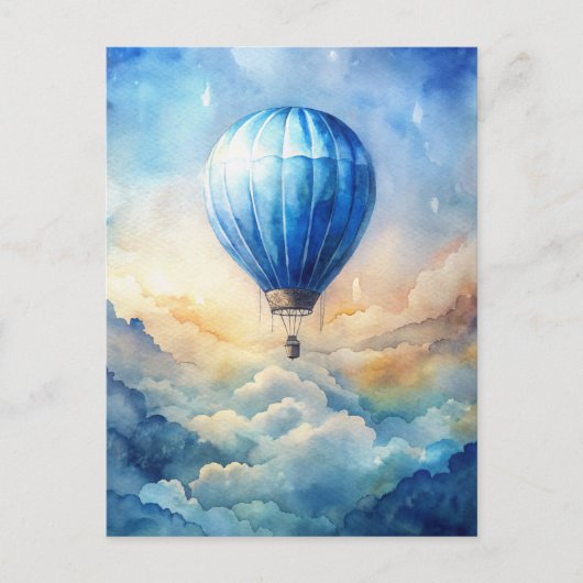 Watercolor Hot Air Balloon Peaceful Sky  Briefkaart (Voorkant)