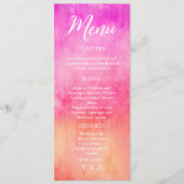 Watercolor Hot Pink and Orange Wedding  Menu (Voorkant)