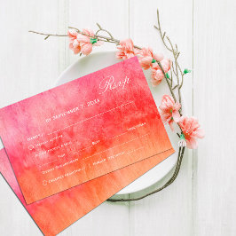Watercolor Hot Pink and Orange Wedding Rsvp  Kaartje