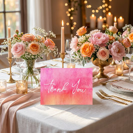 Watercolor Hot Pink and Orange Wedding Thank You Bedankkaart