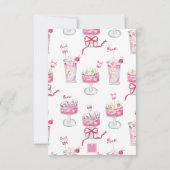 Watercolor Hot Pink Mahjong Cocktails Bedankkaart (Achterkant)