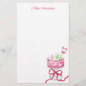 Watercolor Hot Pink Mahjong Cocktails Briefpapier (Voorkant)