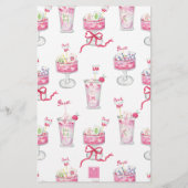 Watercolor Hot Pink Mahjong Cocktails Briefpapier (Achterkant)