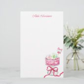 Watercolor Hot Pink Mahjong Cocktails Briefpapier (Staand voorkant)