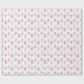 Watercolor Hot Pink Mahjong Cocktails Cadeaupapier (Vlak)