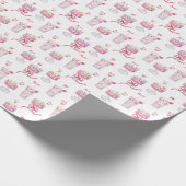 Watercolor Hot Pink Mahjong Cocktails Cadeaupapier (Hoek)