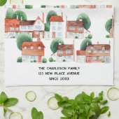 Watercolor House Home Art Personalized New Home Theedoek (Gevouwen)