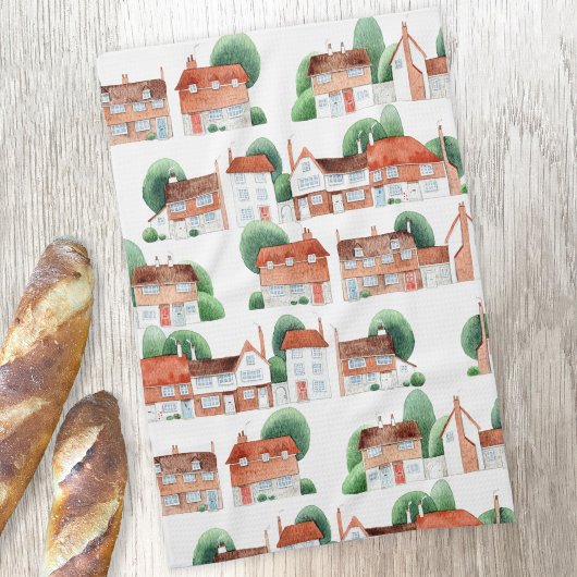 Watercolor House Home Art Theedoek