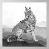 Watercolor Howling Coyote Animal Art Poster (Voorkant)