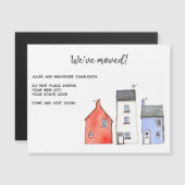 Watercolor Huis Adreswijziging Magnetische Kaart (Voorkant / Achterkant)