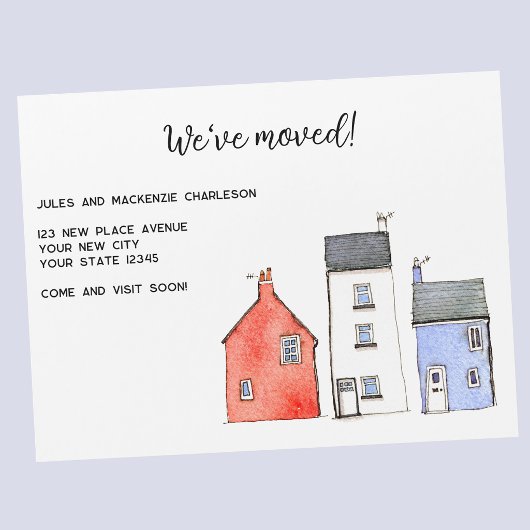 Watercolor Huis Adreswijziging Magnetische Kaart