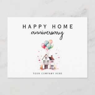 Watercolor Huis Ballonnen Jubileum Briefkaart