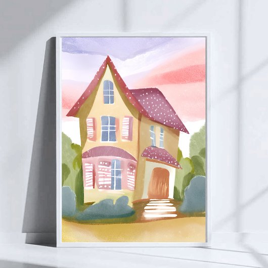 Watercolor Huis | Mooi Geschilderd Poster