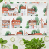 Watercolor Huis Thuis Kunst Theedoek (Gevouwen)