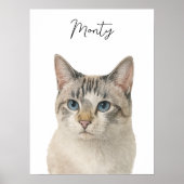 Watercolor huisdier kat portret script naam poster (Voorkant)