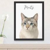 Watercolor huisdier kat portret script naam poster