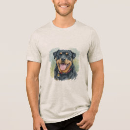 Watercolor huisdier Rottweiler Portret Tri-Blend Shirt