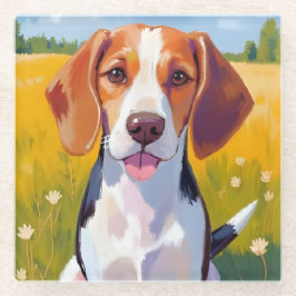 Watercolor huisdier schilderij van Beagle hond Glazen Onderzetter