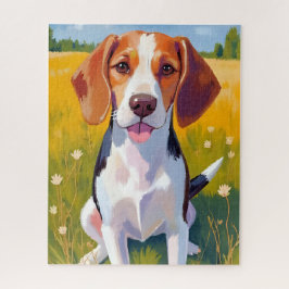 Watercolor huisdier schilderij van Beagle hond Legpuzzel