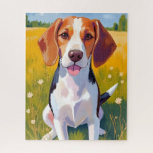 Watercolor huisdier schilderij van Beagle hond Legpuzzel