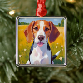 Watercolor huisdier schilderij van Beagle hond Metalen Ornament