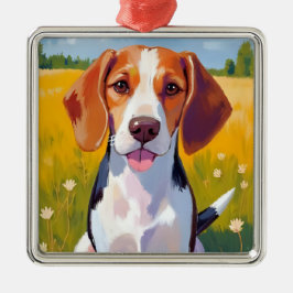 Watercolor huisdier schilderij van Beagle hond Metalen Ornament