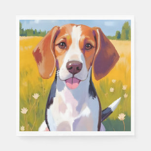 Watercolor huisdier schilderij van Beagle hond Servet