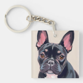 Watercolor huisdier schilderij van Franse Bulldog Sleutelhanger