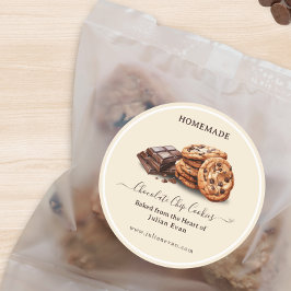 Watercolor Huisgemaakte Chocolade Chip Koekjes Sti Ronde Sticker