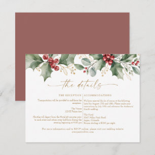 Watercolor Hulst Kerst Huwelijksdetails Kaart
