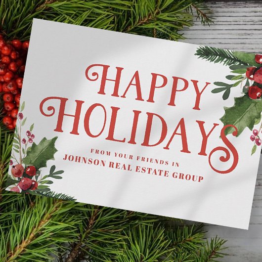 Watercolor Hulst  | Kerstgroeten Feestdagenkaart