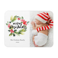 Watercolor Hulst Krans Foto Prettig Kerstfeest